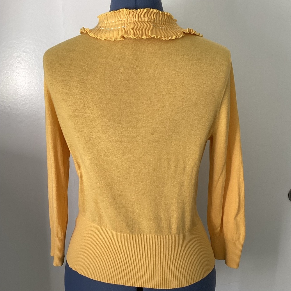 Anthropologie Yellow Ruffle-Trim Cardigan - Picture 4 of 7